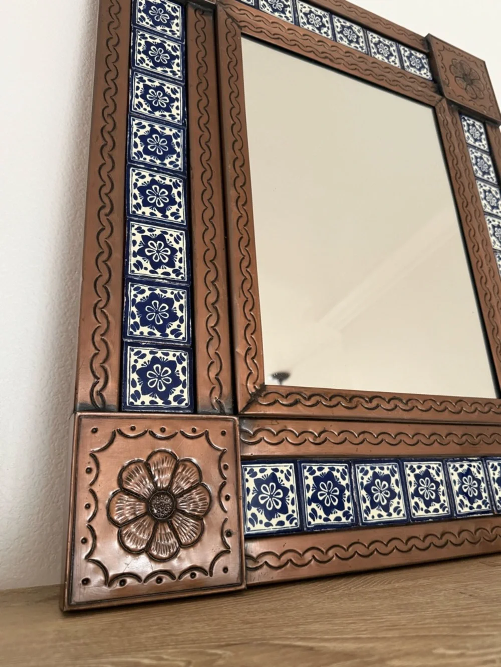 Set of 2 Mexican tile mirrors